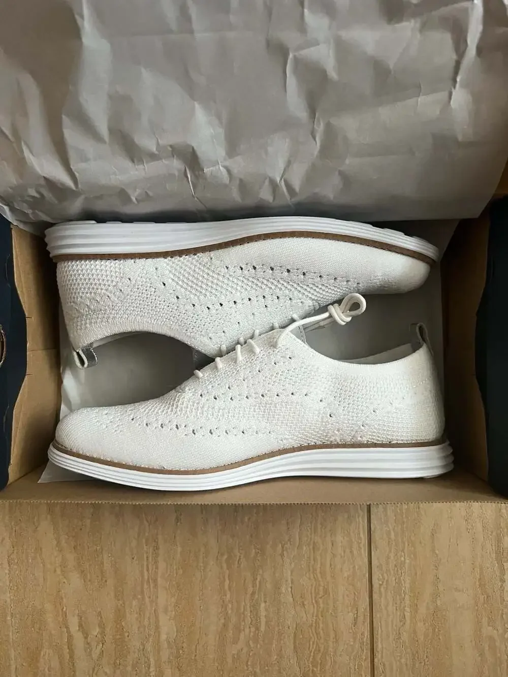 Cole Haan Women's ØriginalGrand Stitchlite Wingtip Shoes Optic White Size 8.5W